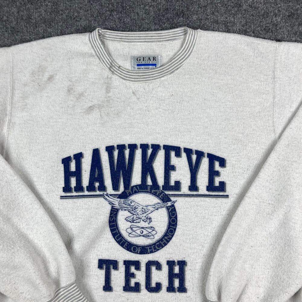 Gear Sweatshirt Mens XXLT Gray Hawkeye Tech College Graphic Crewneck‎